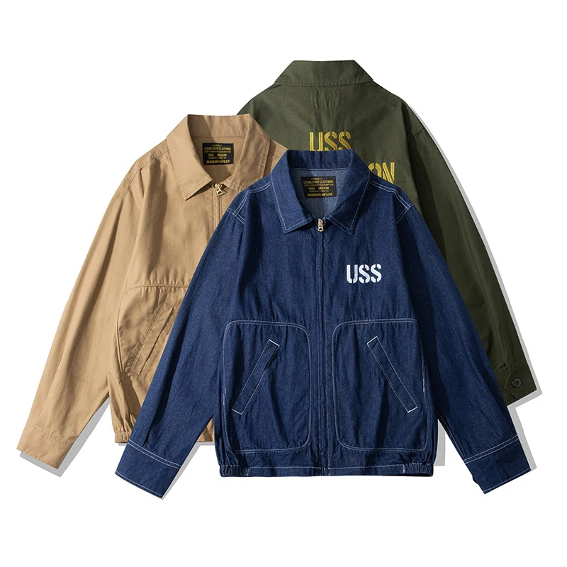 

Мужская Дорожная Куртка С Вышивкой Букв, однотонная простая литературная куртка с несколькими карманами, модная красивая Повседневная Свободная Уютная куртка, 3601