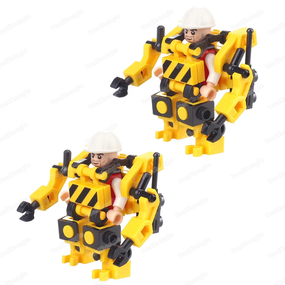 Figuren Techniek Mechanisch pantser Bouwstenen MOC Architectuur Exoskelet Uitrusting Instellingen Scènes Modellen Cadeau Jongensspeelgoed