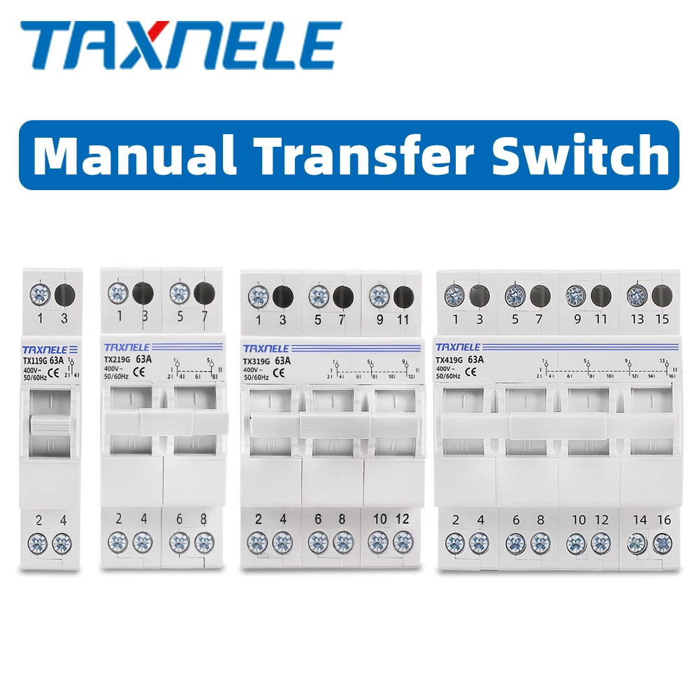 40A 63A MTS Dual Power Manual Transfer Isolating Switch Interlock Circuit   Breaker 1P 2P 3P 4P 230V 400V Changeover Switch