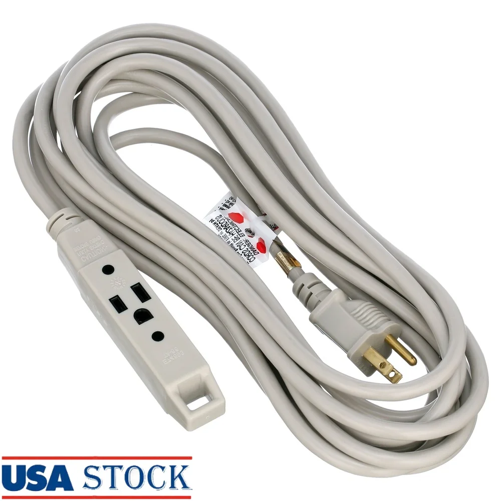 

Внутренний удлинитель с 3 выходами, 20 футов, силовой кран, калибр 16, 13 А, заземленная мощность, несколько приборов, прочная виниловая куртка в списке UL