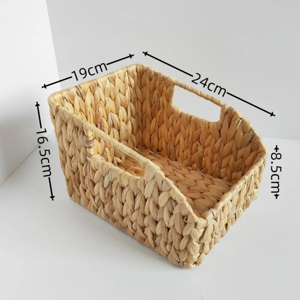 Cestas de almacenamiento tejidas a mano con asas, caja de soporte de almacenamiento, cesta de mimbre de jacinto de agua apilable de gran capacidad, 1/2 Uds.