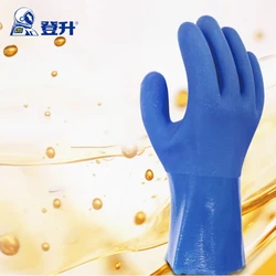 Deng Sheng P806 Coated Dip Hanging Glue PVC Acid And Alkali Protective Rubber Oil Resistant Wear-Resistant Work Gloves Labor