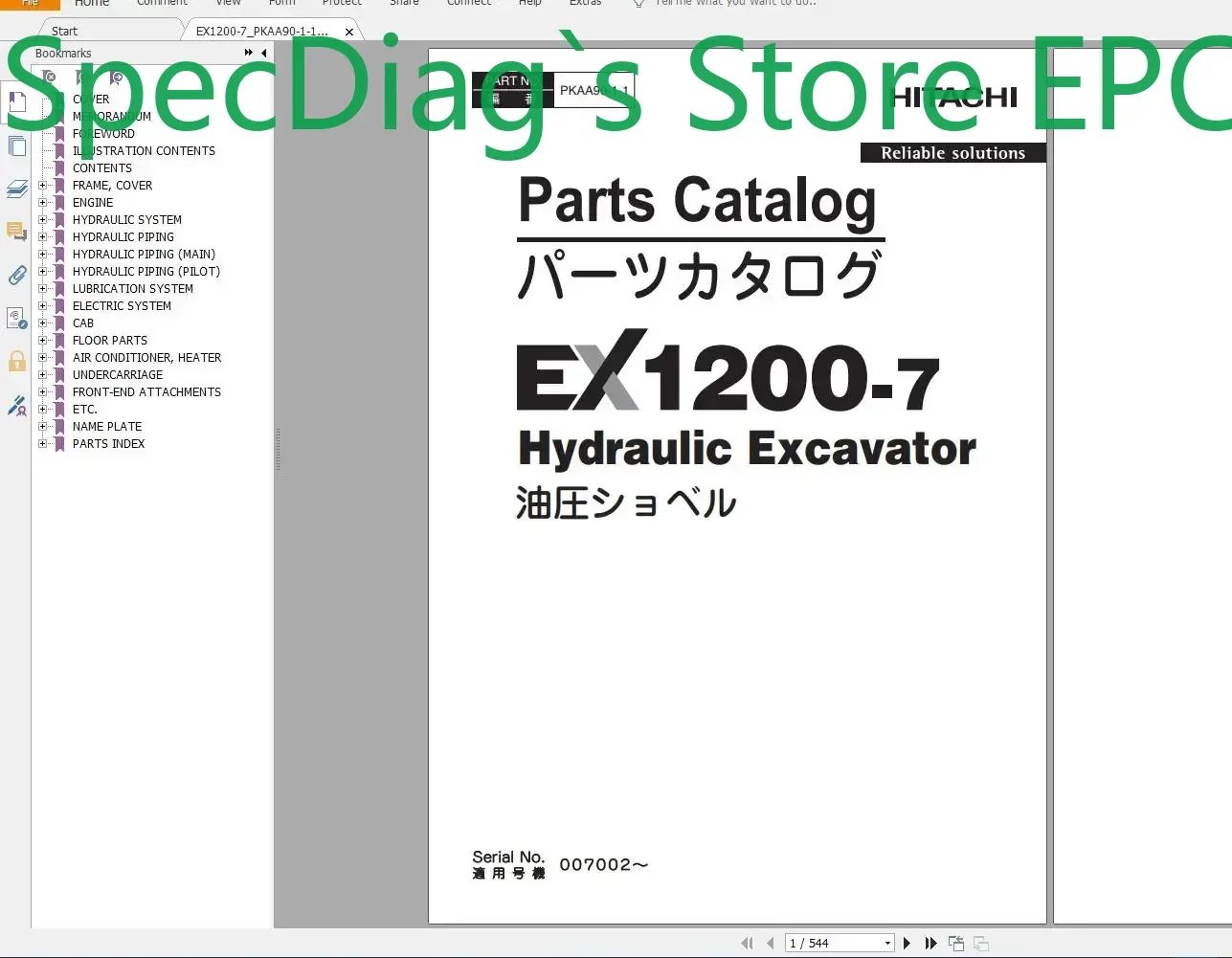 

SpecDiag Hitachi Mining Excavator EX 2021 10,9 ГБ PDF-каталог запчастей, руководство техническое руководство, руководство по мастерской, схема DVD