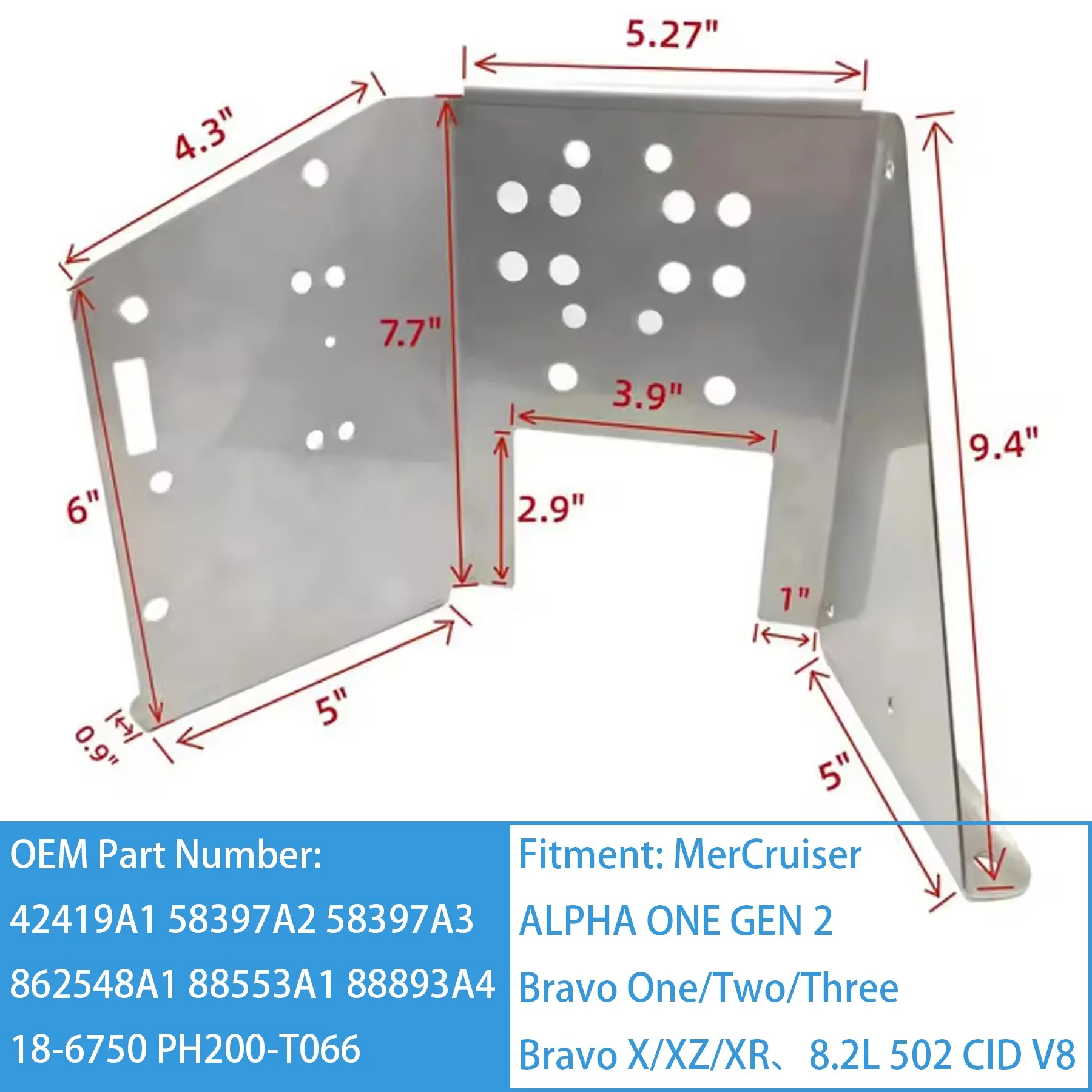 42419A1 Trim Pump Bracket for Mercruiser Stern Drives R/MR/Alpha Bravo Stainless Steel Strong Precision 58397A2 862548A-1
