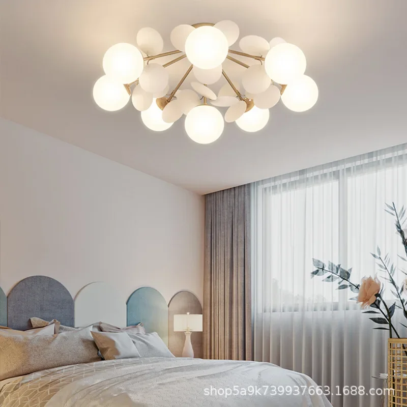 Modern LED Ceiling Light Fixture For Children\'s Room And Aisle, Bedroom Lighting Iron Sheet Glass Ball Color Chandelier