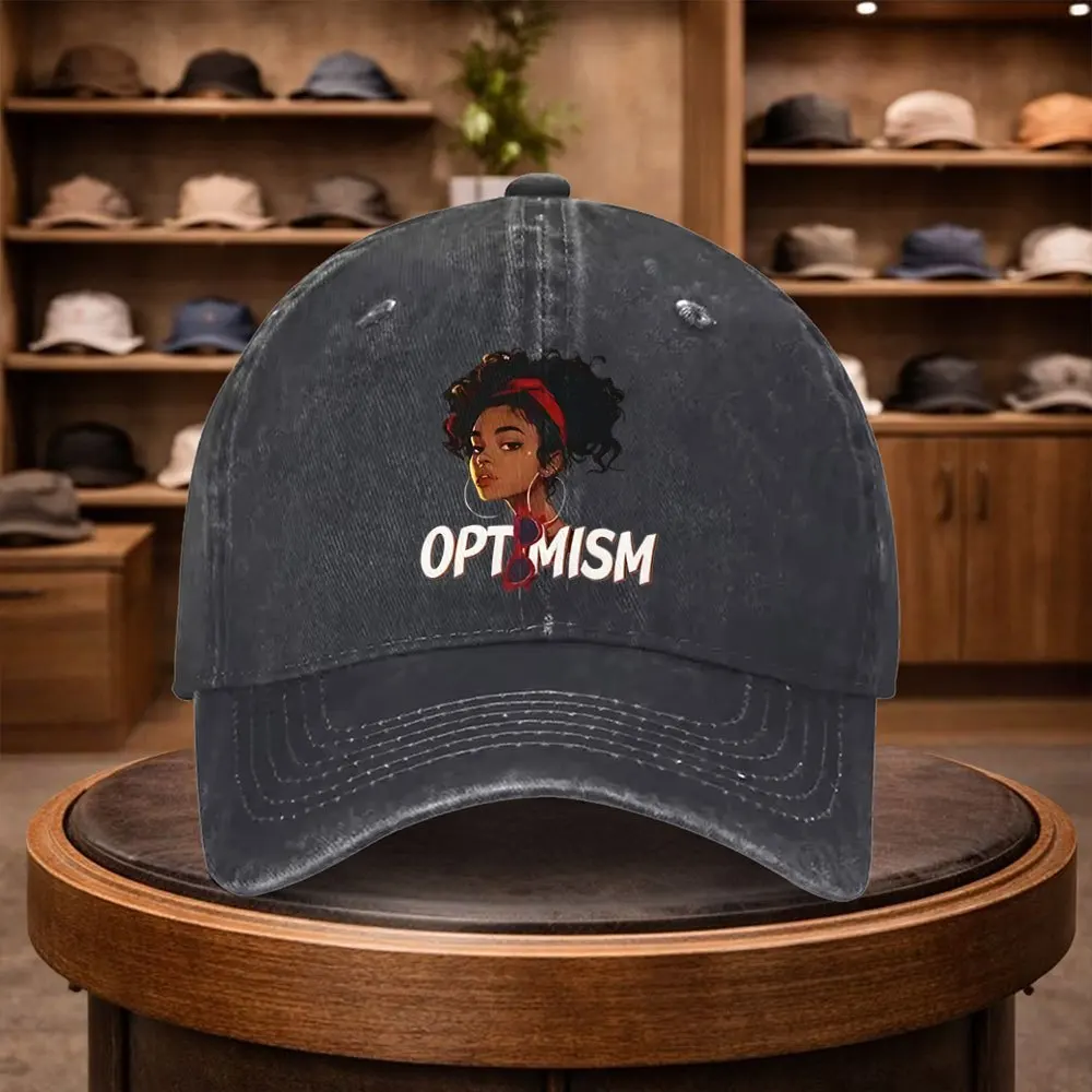 Casquette de baseball imprimée Optimistic, style décontracté, casquette tendance, réglable, pour les loisirs en extérieur, toutes saisons, idéale pour les voyages