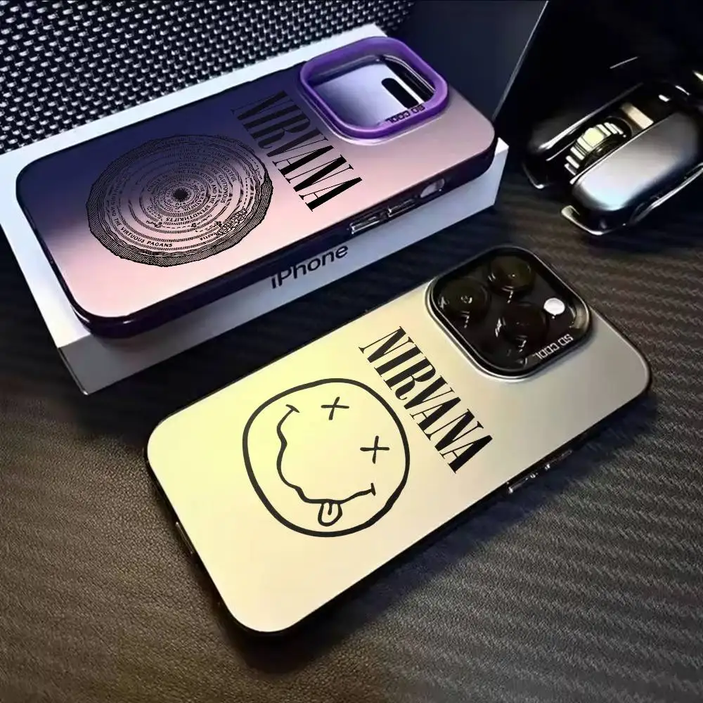 

Nirvana Rock Band Logo Cool Phone Case For iPhone 17,16,15,14,13,12,11,Mini,Pro,E,MAX White Candy Matte Cover