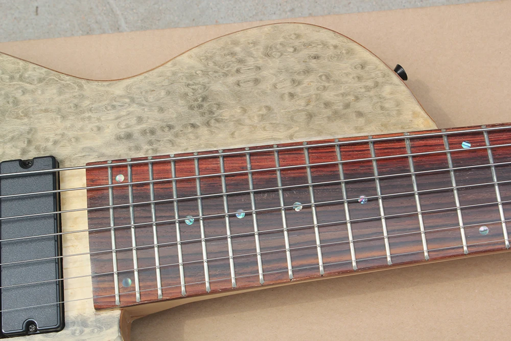 مصنع مخصص باس 7 سلسلة الغيتار الكهربائي Bidseye القشرة كامل الجسم مع نقاط اللؤلؤ البطانة عرض تخصيص MIFS-6168