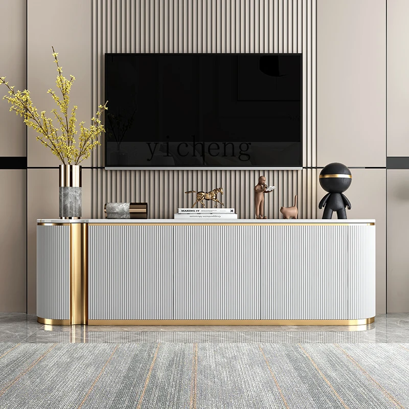 

ZC TV cabinet coffee table combination simple modern living room rock slab background wall cabinet high floor cabinet