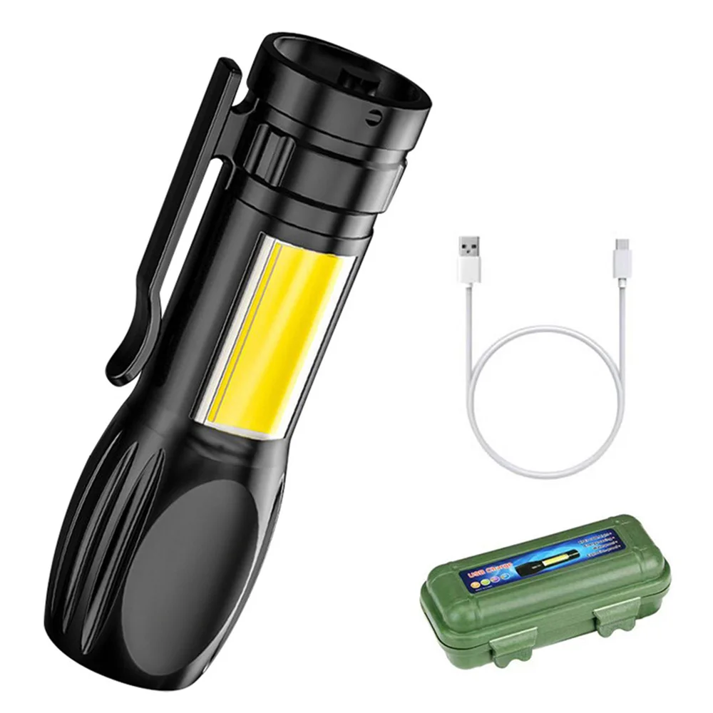 Mini Torch LED Rechargeable Flashlight Portable USB Charging Flashlight High Power Bank Camping Waterproof Long Range Lantern