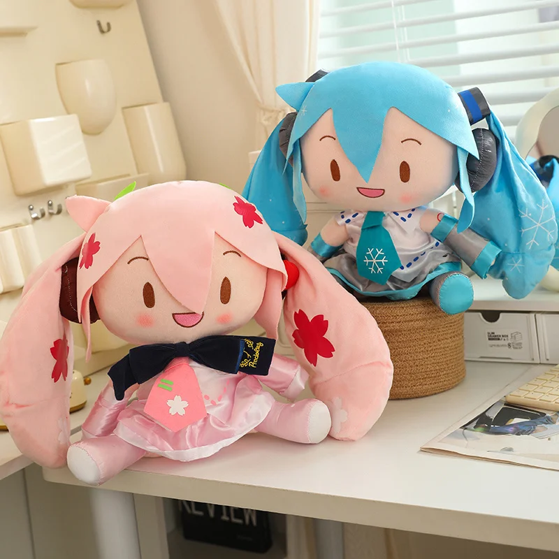 30cm Cartoon Hatsune Miku Plush Toy New Bow Miku Preciality Sakura Hatsune Miku Plushies Sleeping Doll Soft Gifts Girl