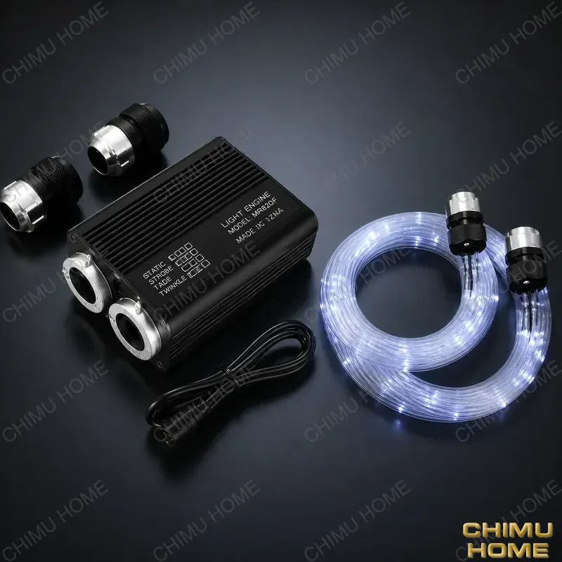【CHIMU AUTO】 12V RGB LED Fiber Optic Light Kit Twinkle Starlight Roof Ceiling Decoration for Car Smart Remote Link
