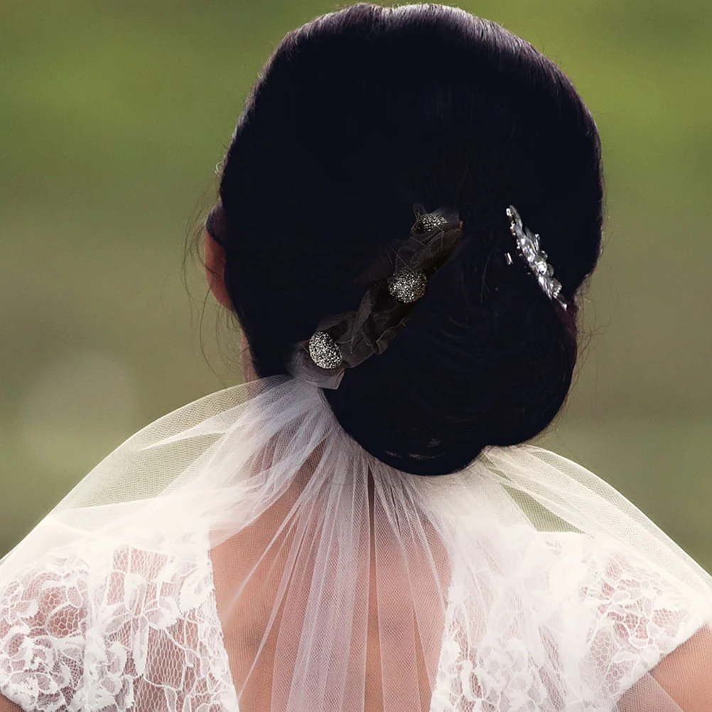 

2pcs Mesh Headb Hair Clip Claw Clips Bowknot Bun Alligator Holder Fabric Curly Long Barrettes Women Ponytail Thick Hair Styling