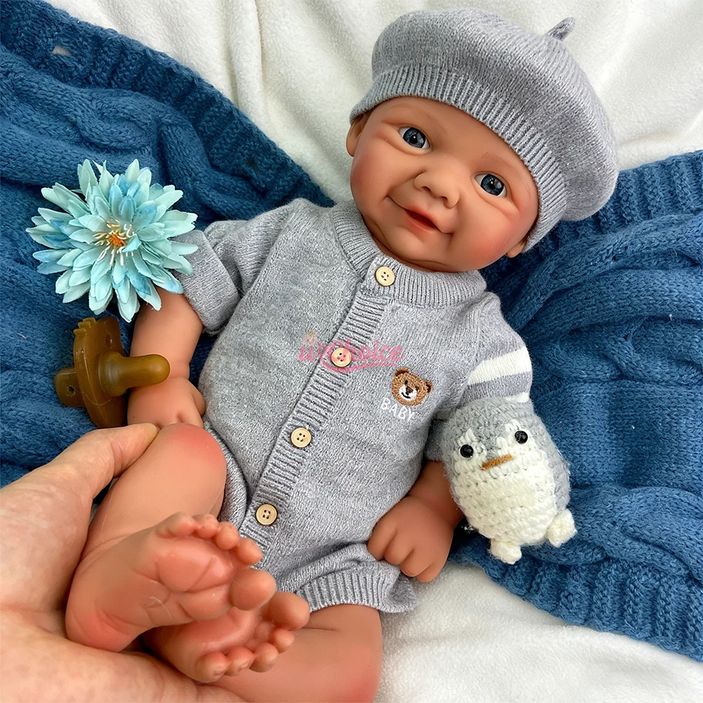 Custom 17 Inch Full Body Silicone Reborn Doll Hand Painted Blue Eyes Reborn Doll Weighted Rebirth Doll Newborn For Her Gift