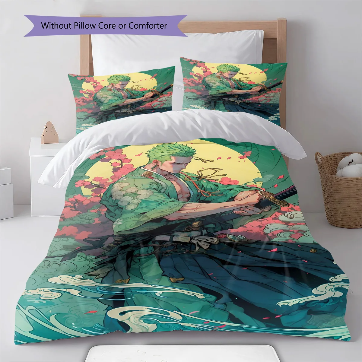 One Piece Luffy Laughing Pose Bedding Set Anime Duvet Cover Polyester Soft Bed Linen Set -QJY