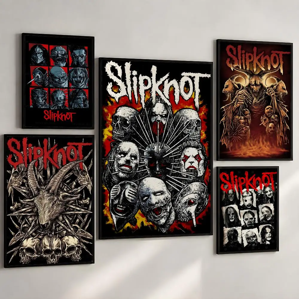Music Slipknot Nu Metal Mask Band Poster PP Wall Art Print Removable Water-Resistant Home Decor for Bedroom Apartment Gift