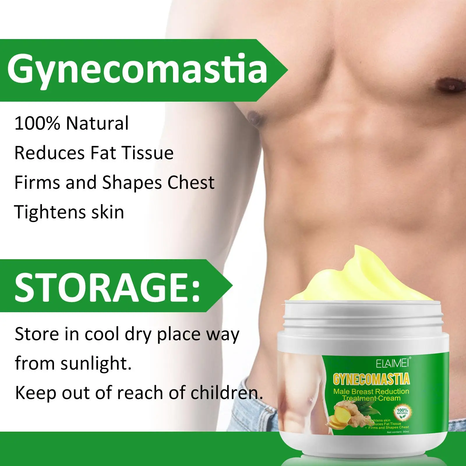 Natural Plant Men\'s Breast Firming Massage Cream Burn Gynecomastia Chest Creams Chest Reduce Tightening Muscle Shaping Fat D0Y5