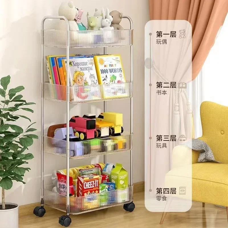 Storage Shelf Trolley Serving Cart for Coffee Mobile Grocery Cart Multifunctional Tea Kitchen Trolley