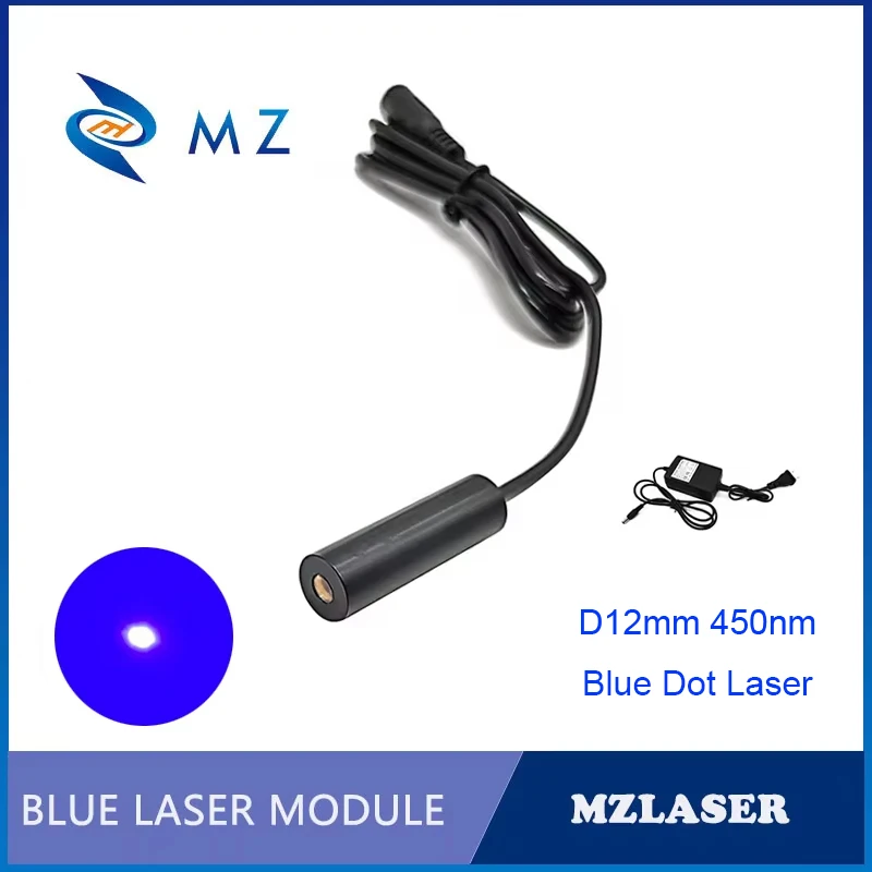 Blue Dot Laser Diode Module Compact Mini D12mm 450nm 10mw 3V Industrial Grade Spot Laser With Adapter Supply