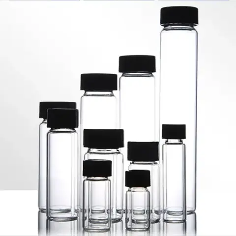 화학 실험을 위한 실험실 2ml ~ 60ml 투명 저 붕규산염 약용 유리 스크류 탑 시약 샘플 병 Best5