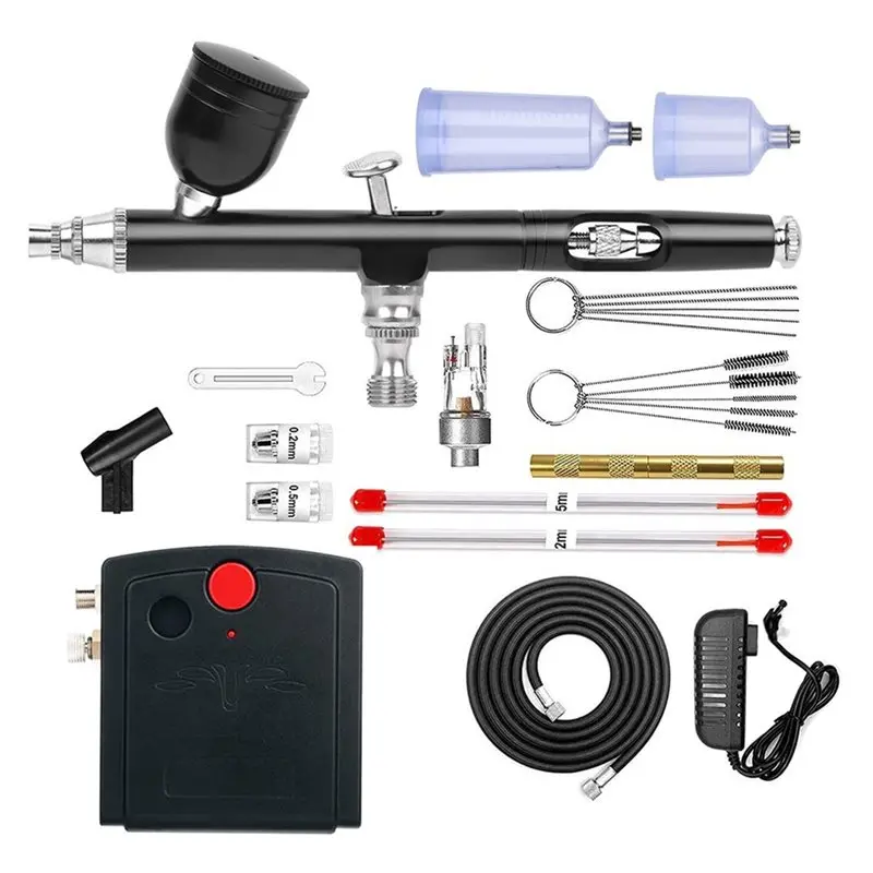 A27F-Airbrush Kit Dual-Action Multi-Function Noise-Reducing Compressor For Painting Cake Model For Painting Cake Model EU Plug