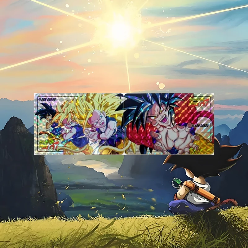 2pcs Japan Anime Fierce Battle Reprint GT Super Saiyan Dragon Ball DIY ACG Son Goku Collectible Card Christmas Birthday Toy Gift