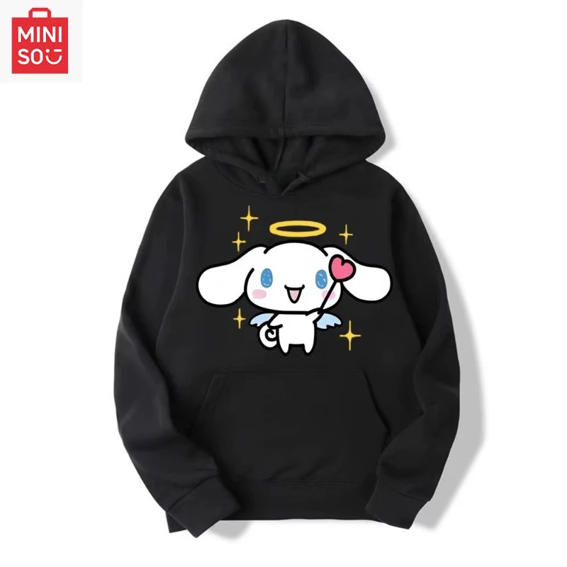 

2025 Новая модная женская толстовка с капюшоном Cinnamoroll Kuromi, семейный мультфильм аниме, мужской пуловер, весенне-осенний свитшот для пар, одежда, топы