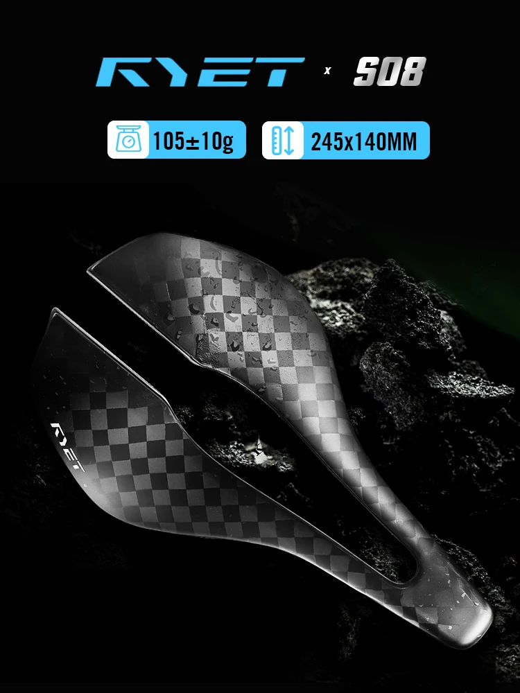 AliExpress RYET Superlight Carbon Saddle Full Carbon Oval Rail 7x9mm 245x140mm for Triathlon Road MTB Gravel Bike Pro Cycling Bicycle Parts
