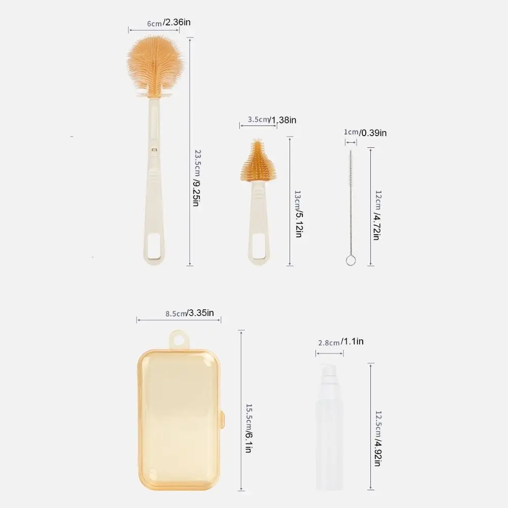 Long Handle Baby Bottle Brush Kit with Box 360 Degree Rotation Baby Bottle Cleaner Brush Washing Tool Set Multipurpose