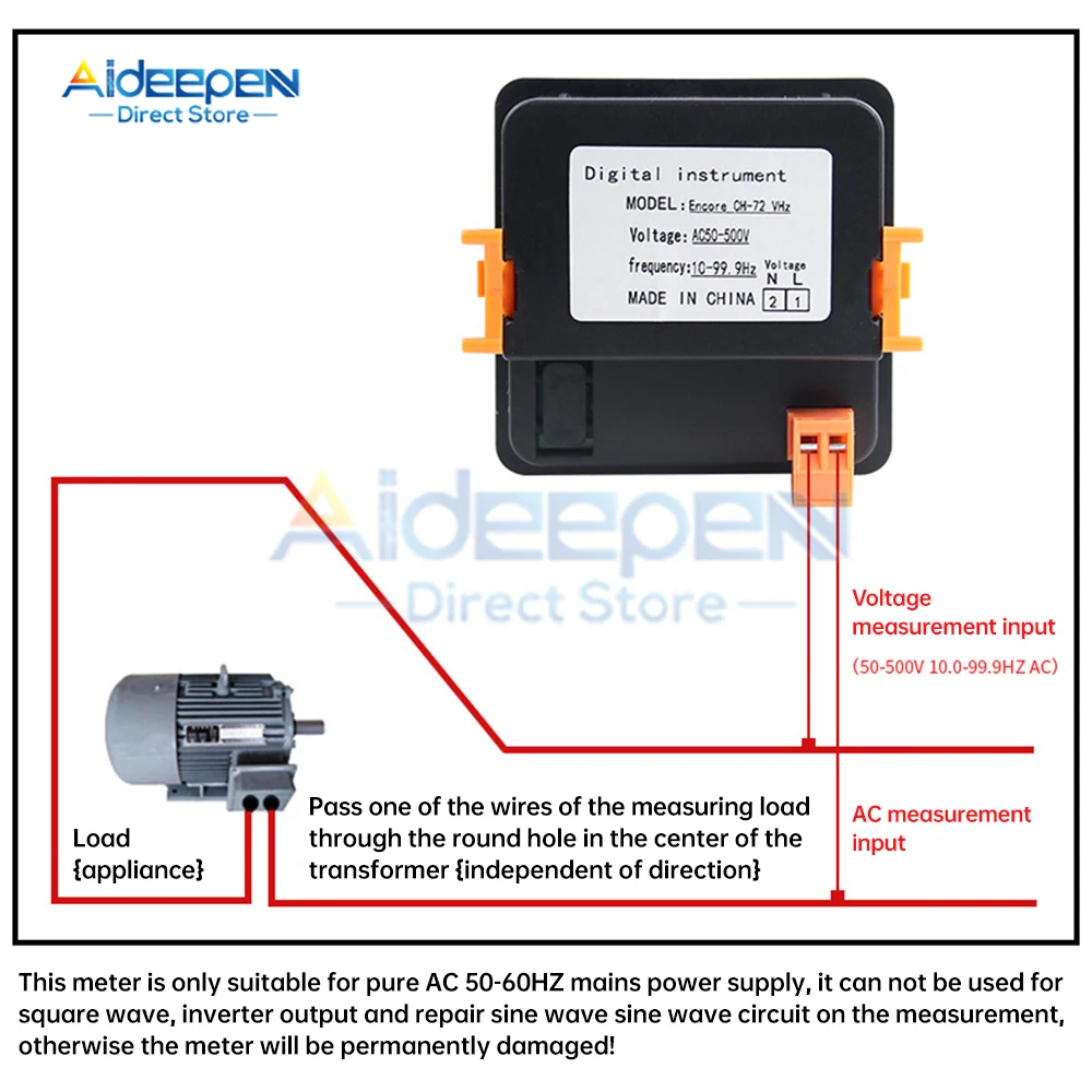 AC 50-500V LED Digital Voltage Frequency Meter 2 in 1 Embedded AC Voltmeter Hertz Tester 10.0-99.9Hz