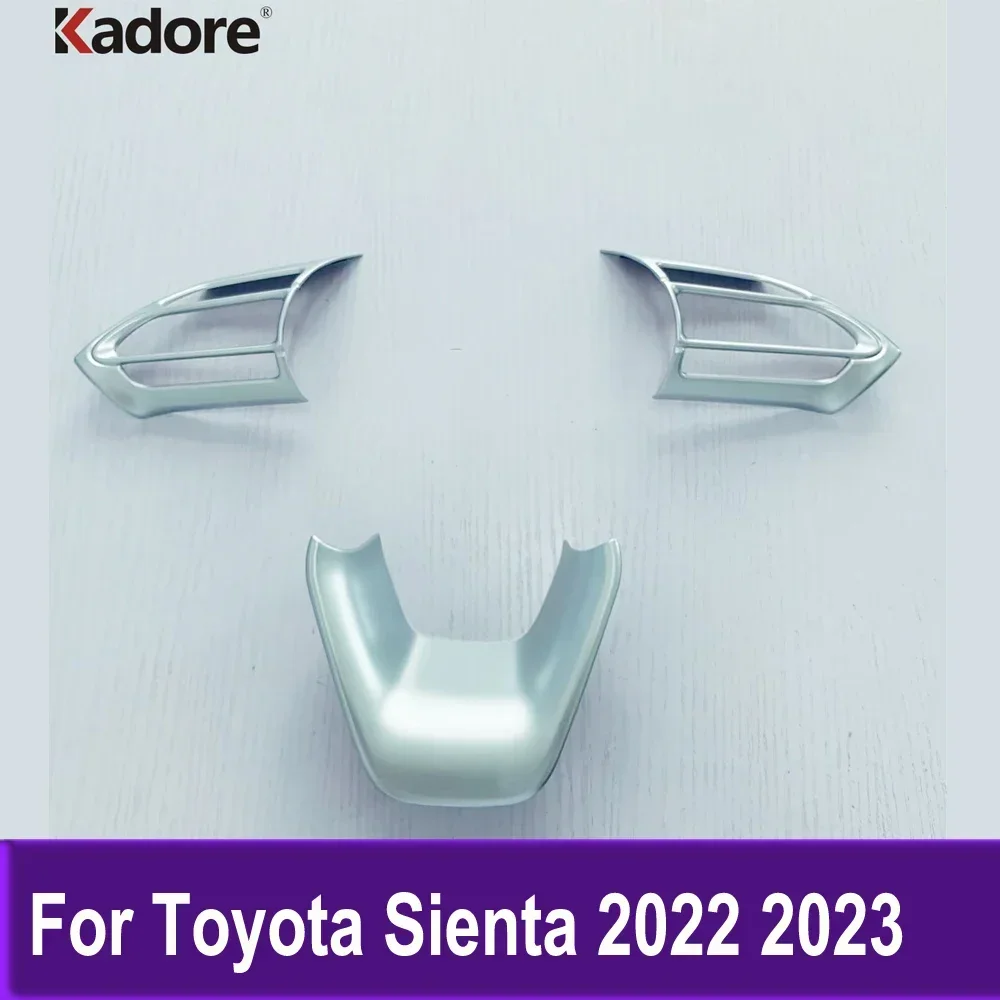 

For Toyota Sienta 2022 2023 Car Steering Wheel Protective Cover Trim Sticker Accessories Matte 3PCS