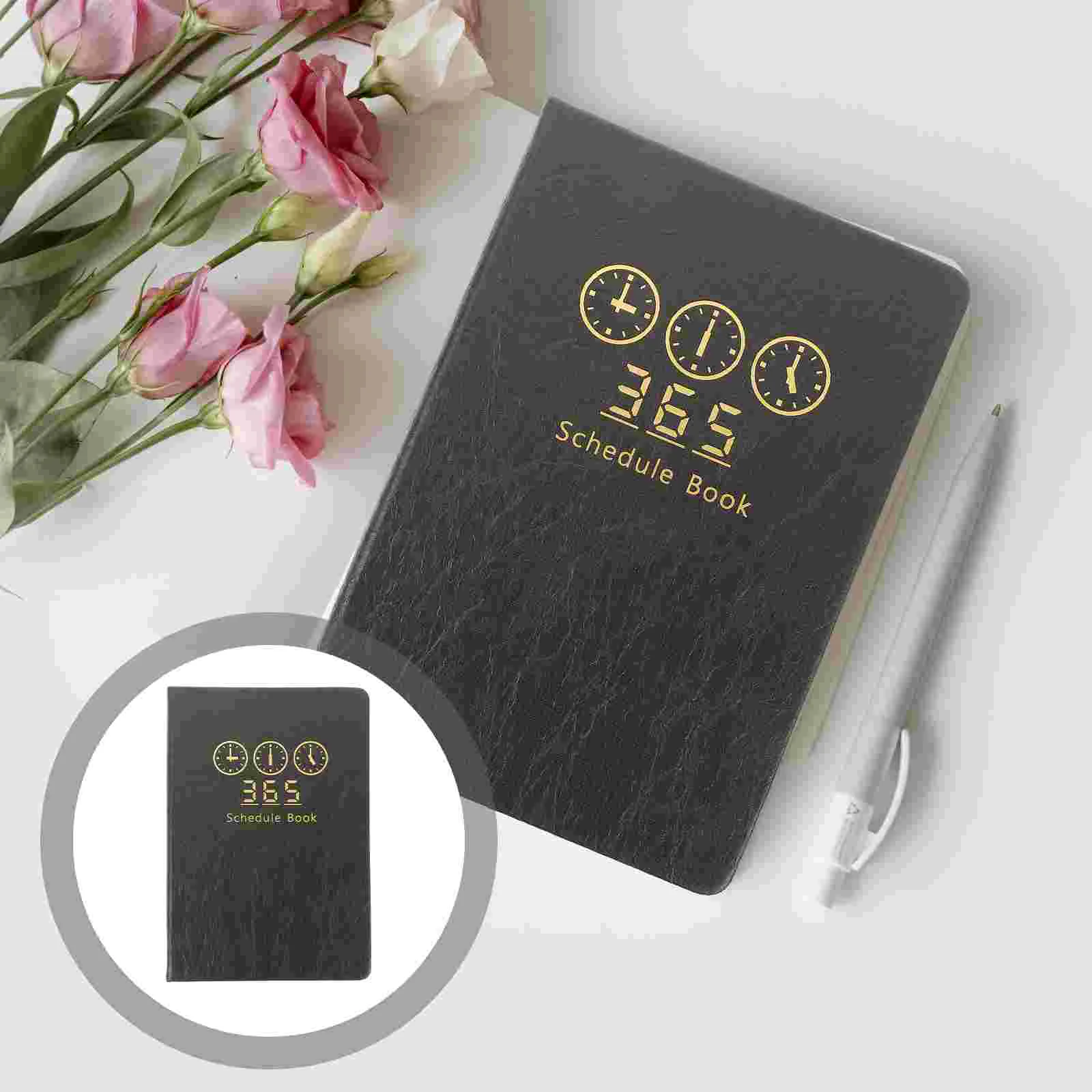 

The Notebook 2024 Agenda Portable Planning Handbook Wear-resistant Black Schedule Recording Notepad English Office