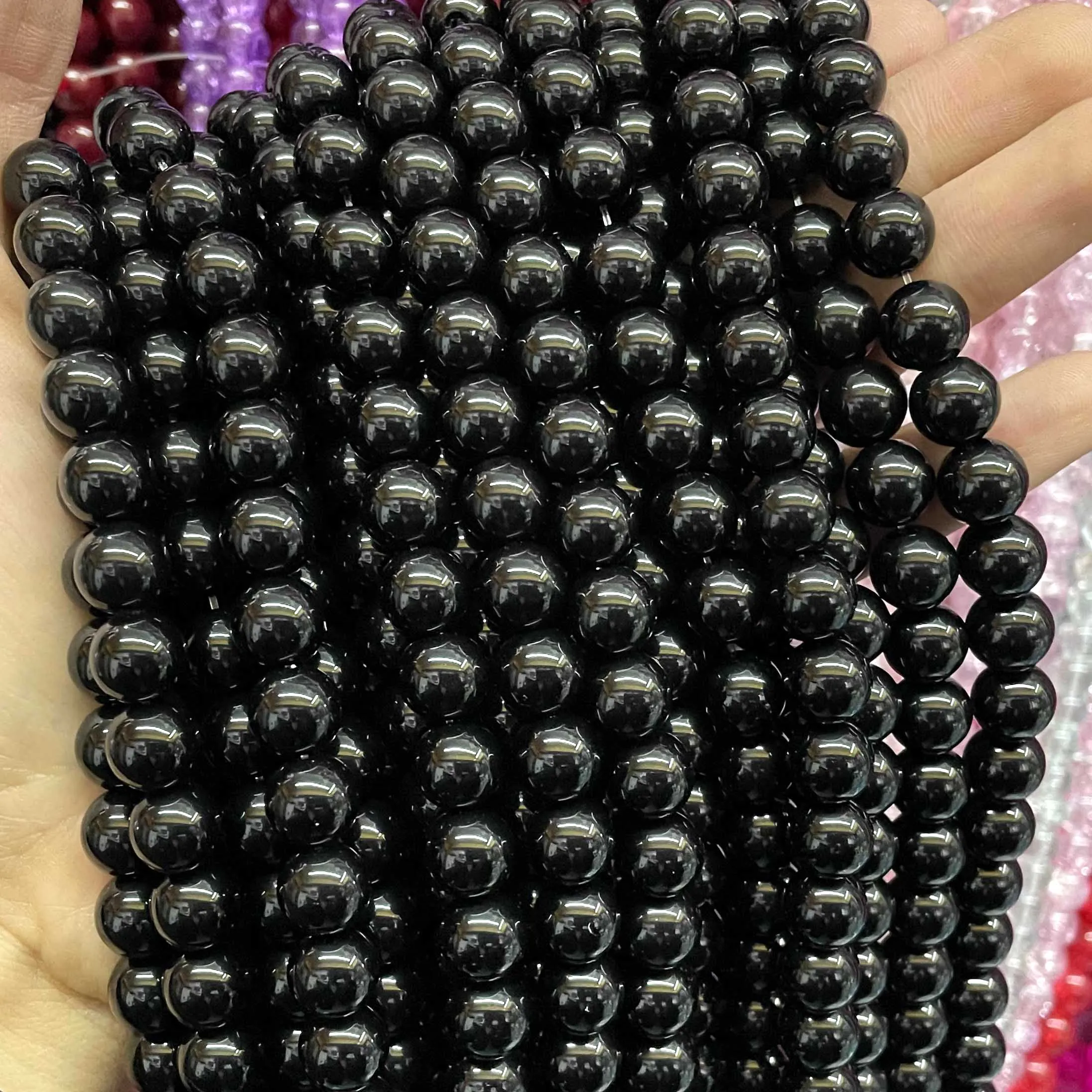 Natural Black Stone Onyx Cylinder Faceted Shape Loose Spacer Beads For Jewelry Making DIY Charms Bracelets Accessories