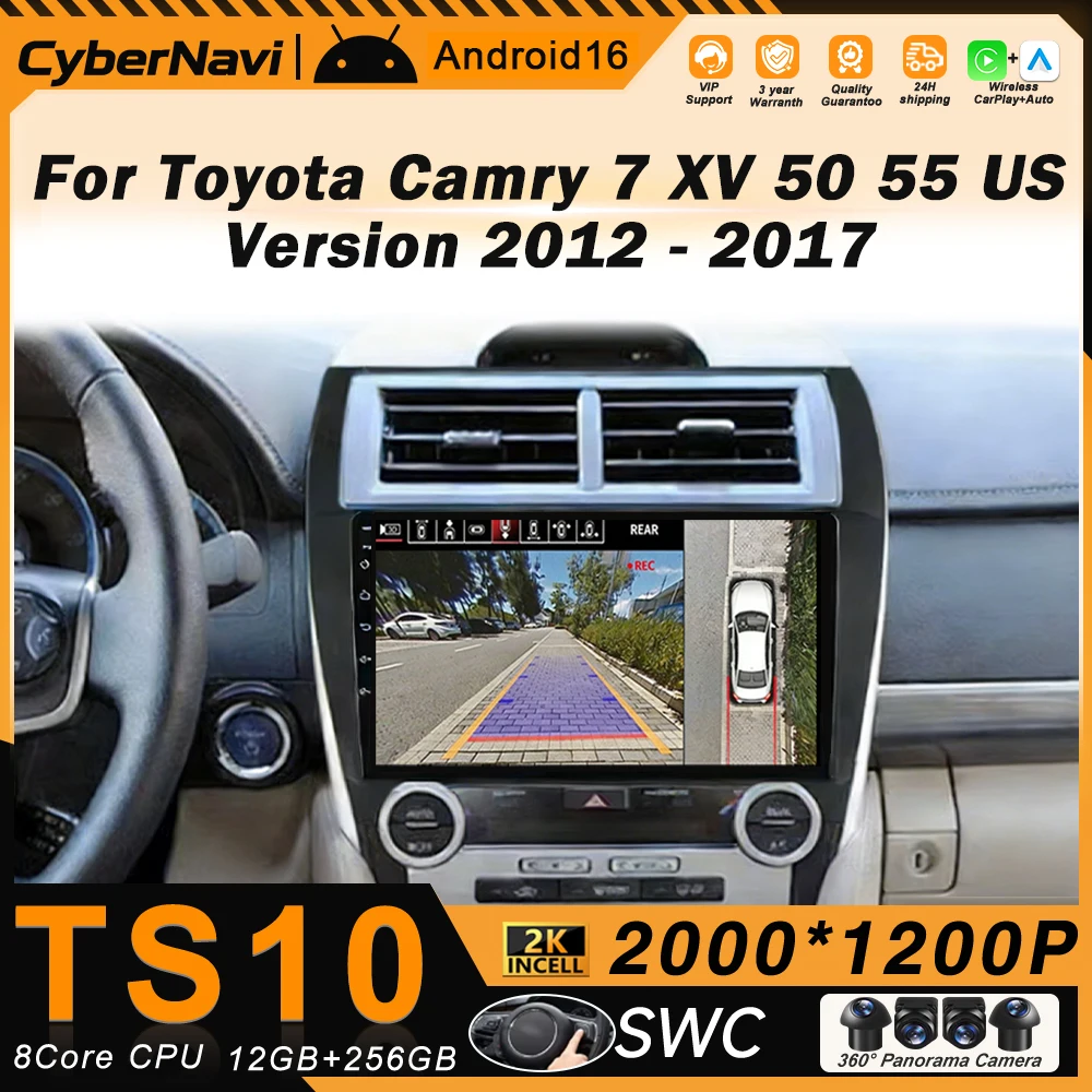 

Автомагнитола Android Carplay для Toyota Camry 7 XV 50 55 2012-2017, навигация GPS, мультимедийный плеер 2 Din, видео, стерео, WIFI+4G