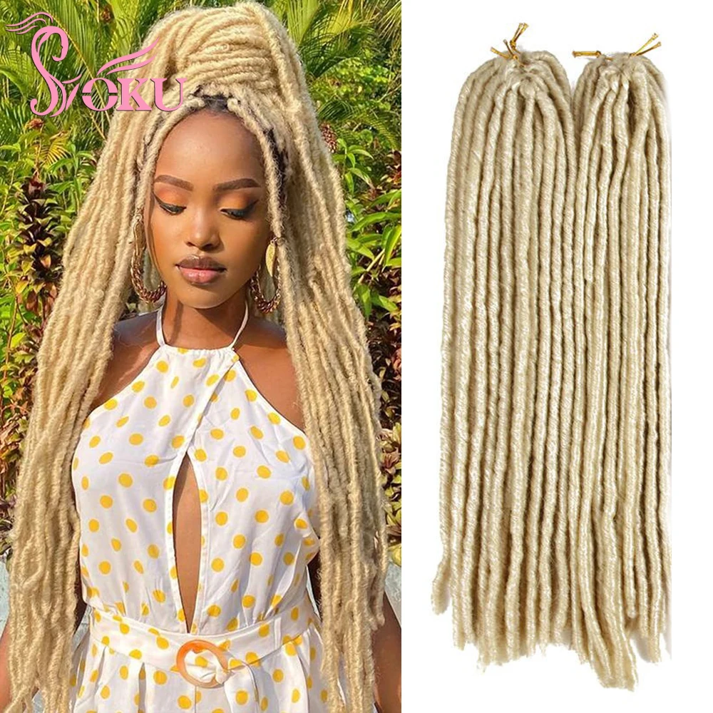 Soku-extensiones de rastas trenzadas para mujer Afro, trenzas sintéticas rubias, pelo liso de ganchillo, 613