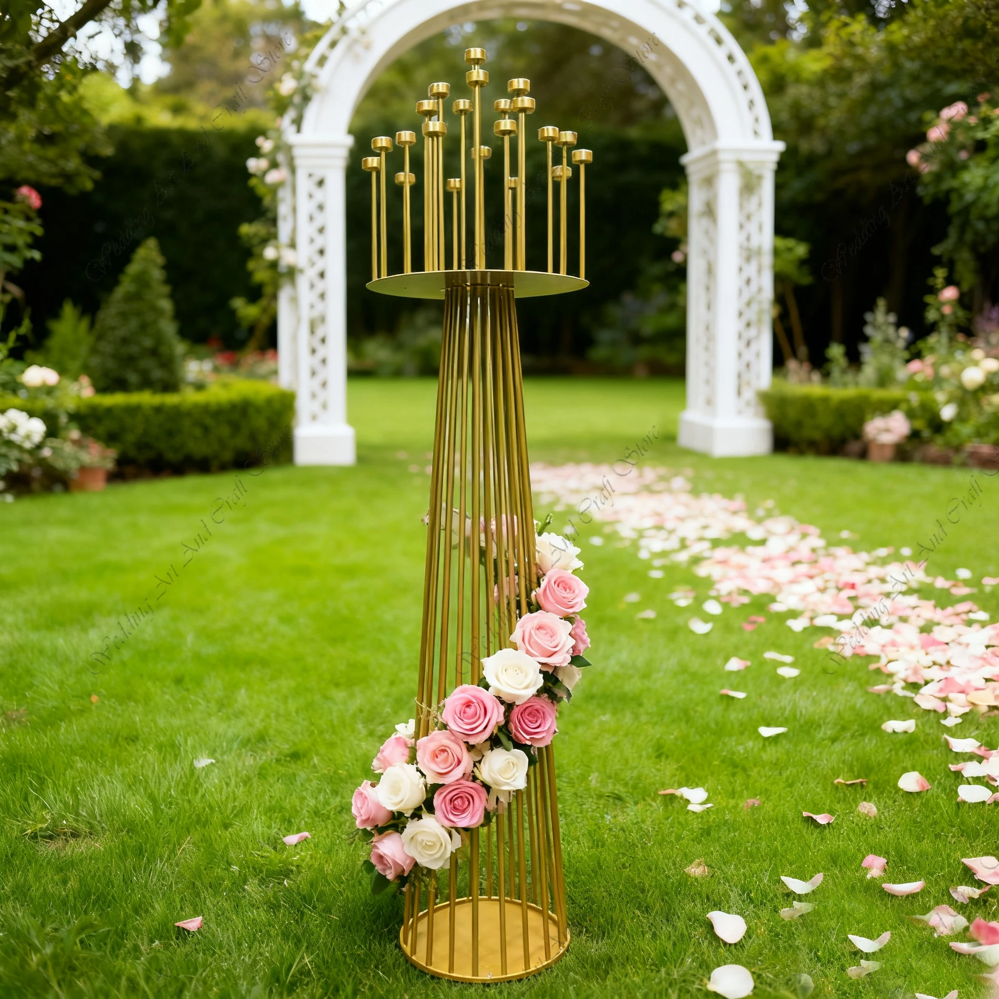 4pcs f30 2m Large Gold Metal Candlestick Flowers Stand Road Lead Walkway Decoration for Weddings & Party Events ivy511