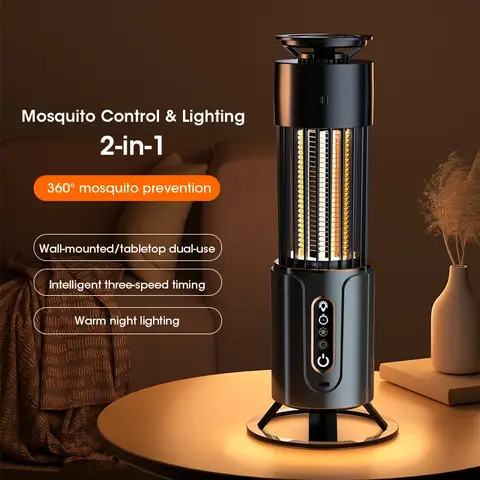 Myggdödande lampa insektsfälla campinglykta USB-timer elektrisk myggsmuggla utomhus insektsdödare 8 best sales myggelektrisk - №4