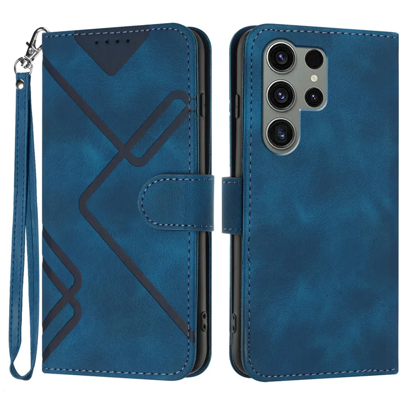 Geometric Pattern Wallet Flip Leather Case For Samsung Galaxy S24 FE Ultra Plus S24FE 5G S721B Cover Magnetic Clasp Phone Cases