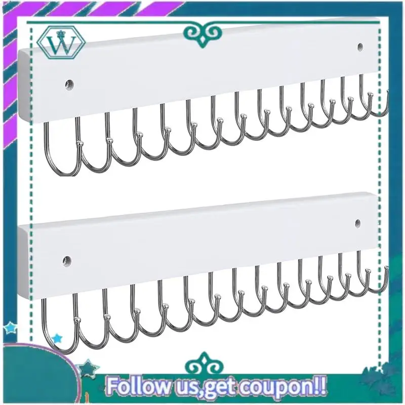

A09P Jewelry Display With 28 Hooks, 2Pcs Wall-Mounted Hanging Organizer- Modern Design, Decorative Necklace Storage Space Holder