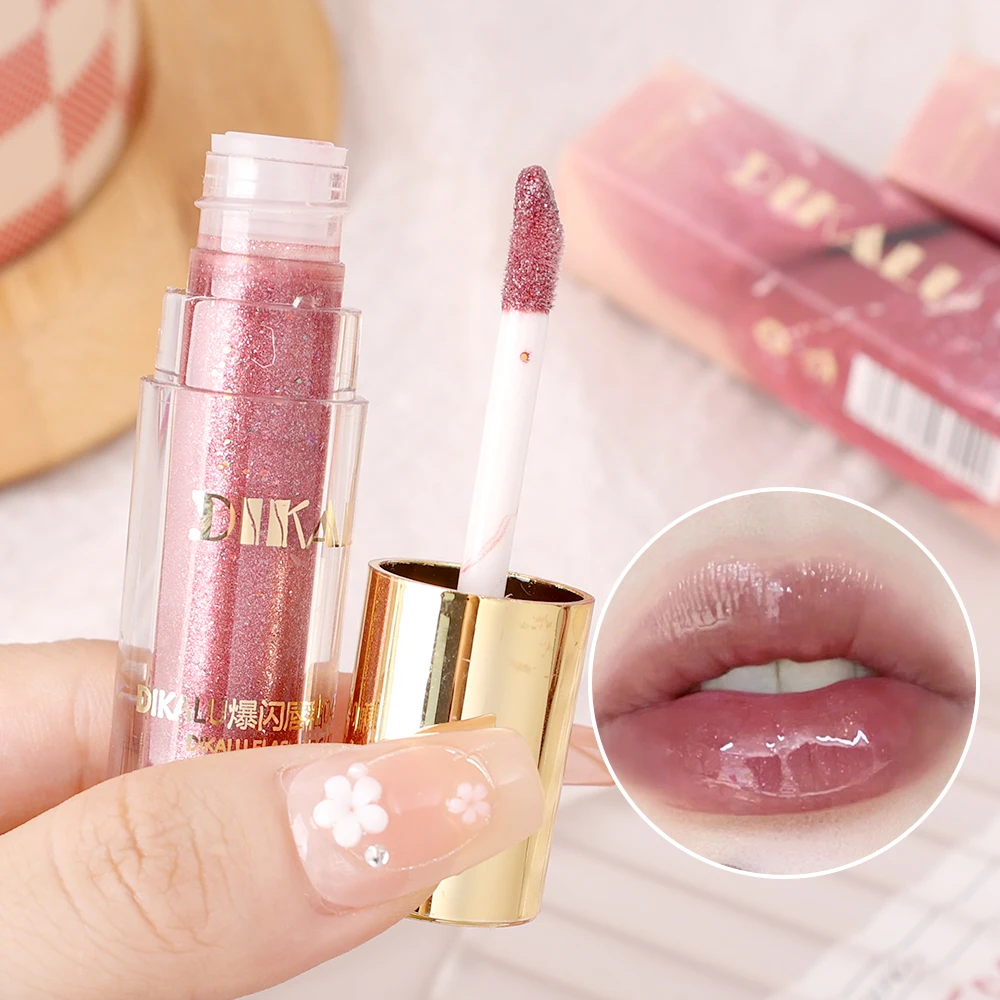 Moisturizing Shiny Glitter Lip Gloss Pink Pearl Diamond Mirror Sexy Liquid Lipstick Waterproof Lasting Lip Glaze Makeup Cosmetic