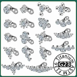 G23 Titanium Piercing Zirkoon Begraven Bone Nail 1.2*0.9mm Base Verbergen in Huid Piercing Kits Micro Dermal piercing Sexy Lichaam Sieraden