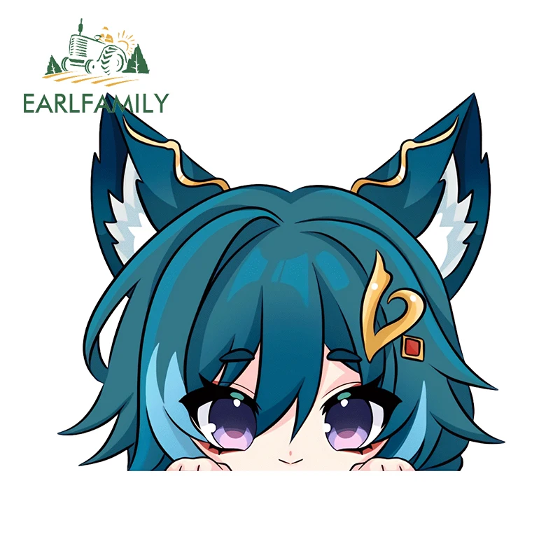 EARLFAMILY 13cm x 12.2cm Cat Ear Fanart Decals Chibi Peeker Honkai Star Rail Funny Eyes Accessories Car Stickers Anime Decor