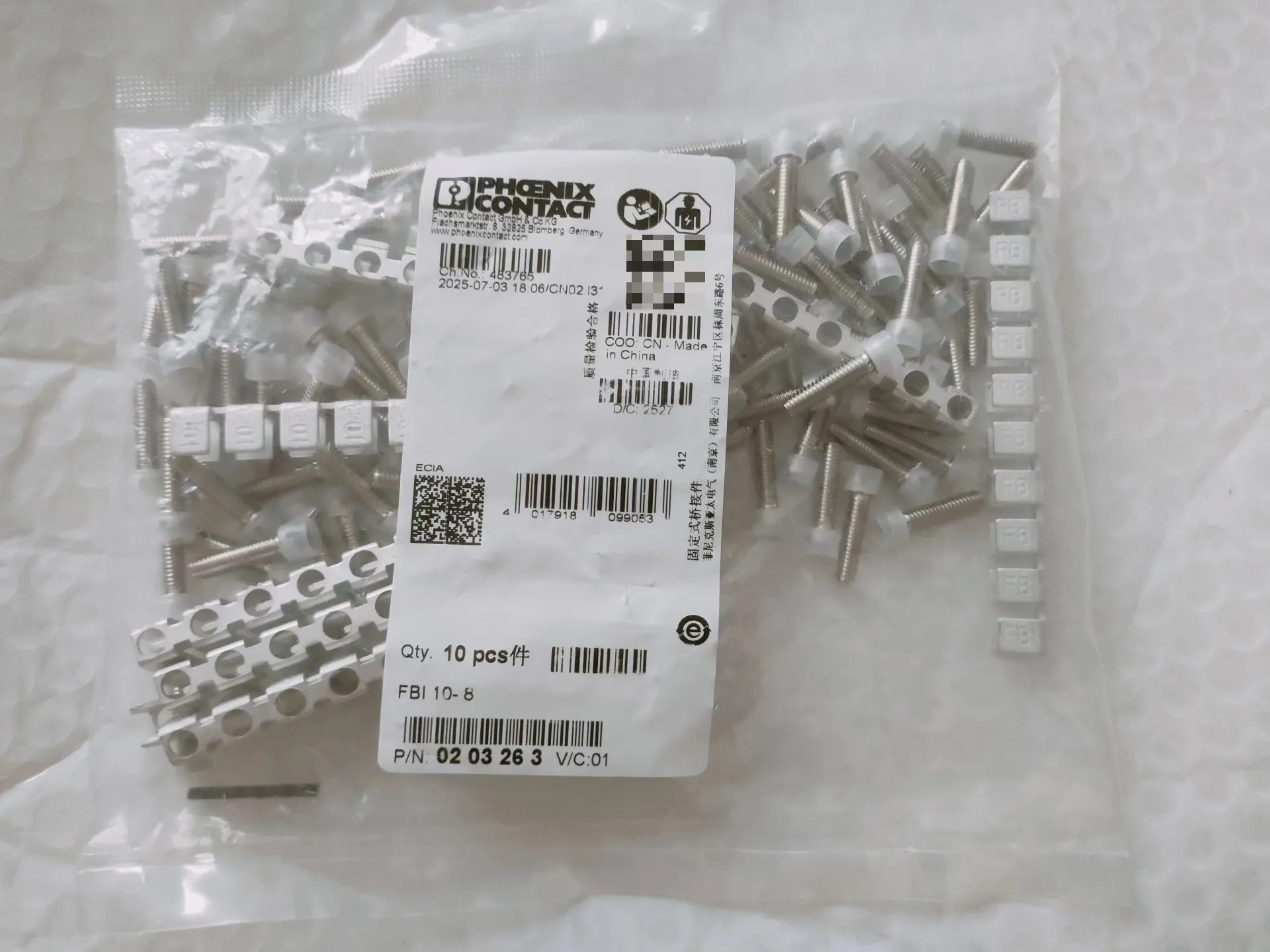 

1PCS Phoeniix FBI10-10 0203276 10 Position Terminal Block