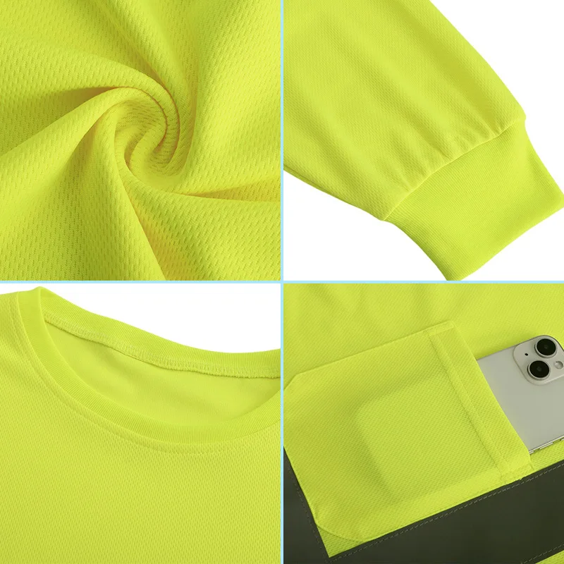 Hi Vis Short Long Sleeve Safety T Shirt Reflective Two Tone Orange Navy Round Collar Work Shirt