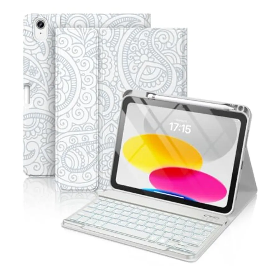 

Чехол-клавиатура для iPad 11-го и 10-го поколений - 7 цветов, беспроводная съемная клавиатура с подсветкой и держателем для Apple Pencil для iPad 11