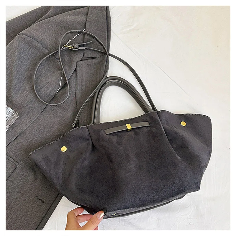 New Women Big Suede Tote Shoulder Stylish Crossbody Bags Trendy Carrying Bag Fashion Designer Bags Top-handle Satchel Bag