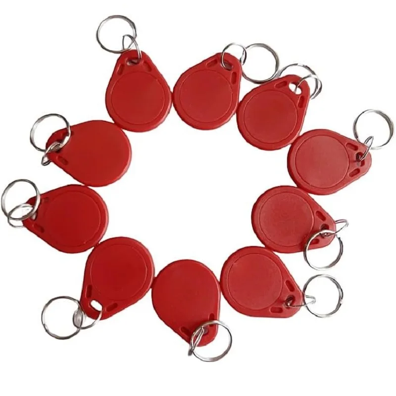 X5 X10 X100 IC KeyFob card Frequency 13.56MHz EM4100 RFID Card Token Key Tag Access Control Smart Card ID Keyfobs (RED)