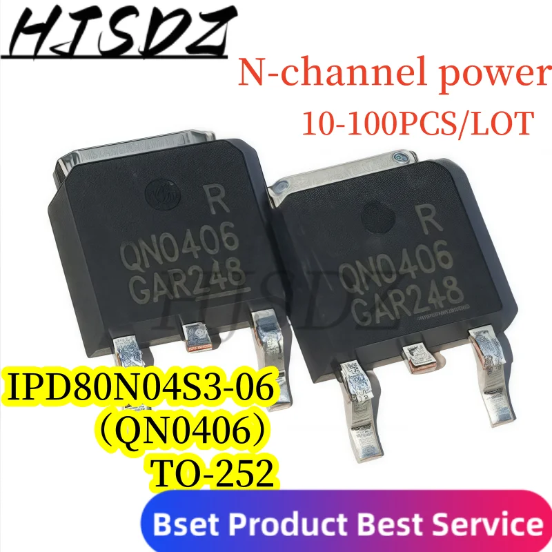 10 ~ 100 unids/lote nuevo QN0406 IPD80N04S3-06 TO-252 90A/40V transistor de efecto de campo MOSFET de canal N