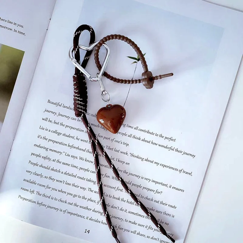 Popular Heart Leather Rope Keychain Cherry Bow Y2K Bag Pendant Ornaments Mobile Phone Lanyard Gifts Bag Accessories