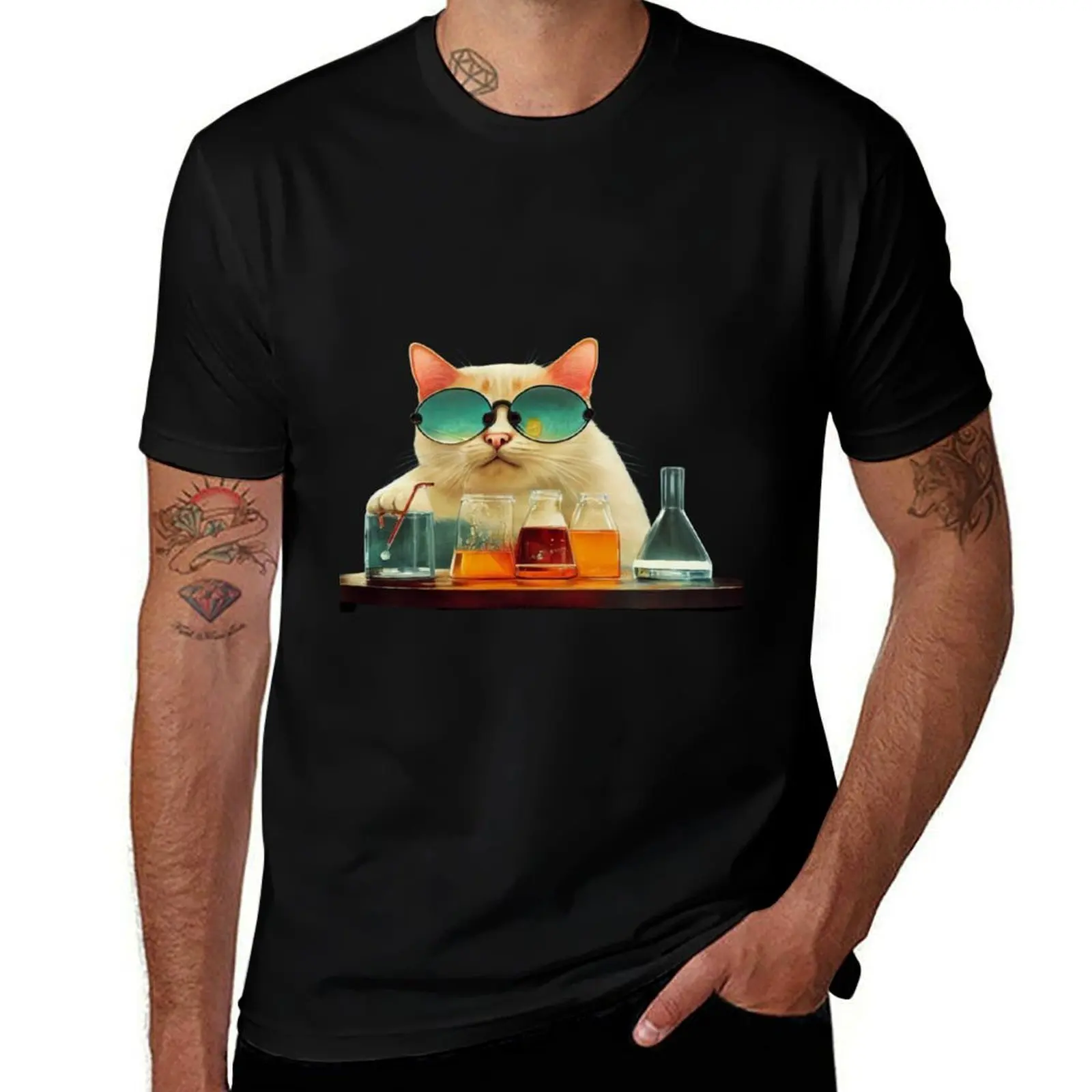 Funny cat learns chemistry-I Love chemistry And Cats T-Shirt Mechanic Work Tee Shirt T-Shirt